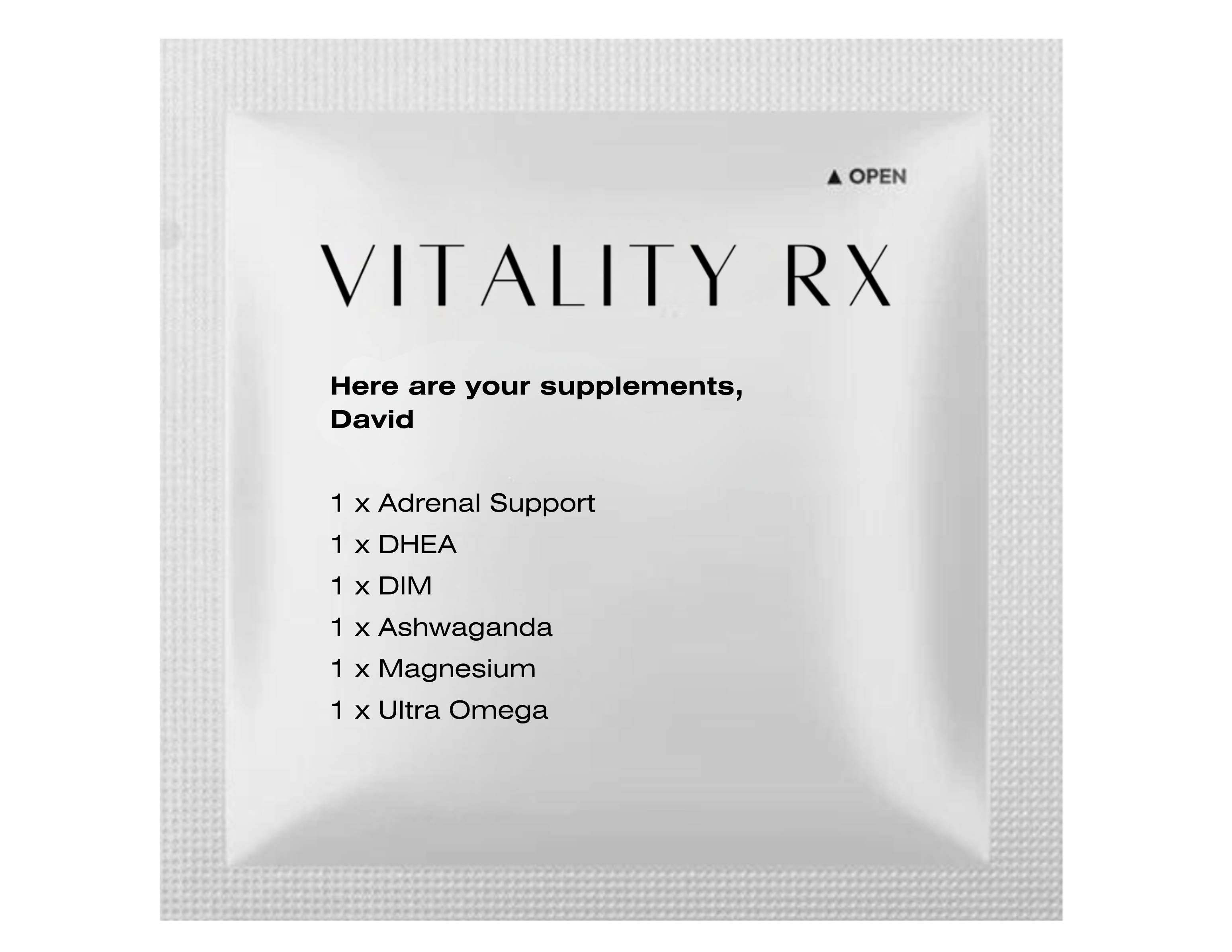 Vitality Rx personalized supplement packet